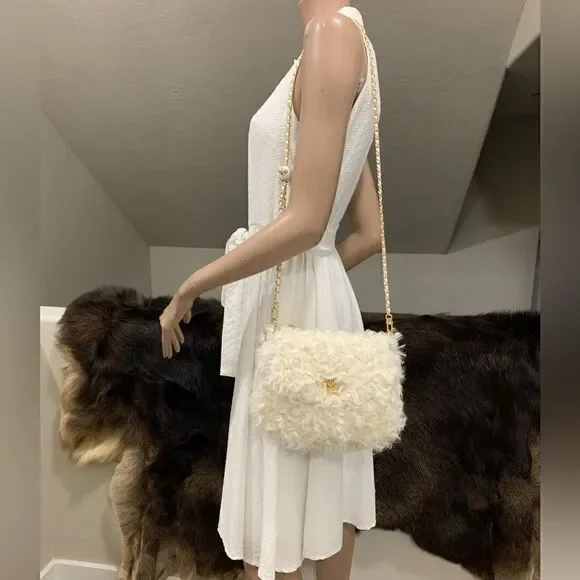 Handmade Genuine Curly Shearling Purse Includes 2 Chain Styles
